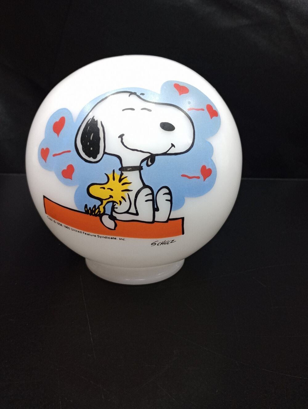 PEANUTS SNOOPY Ceiling Light Glass Dome Vintage